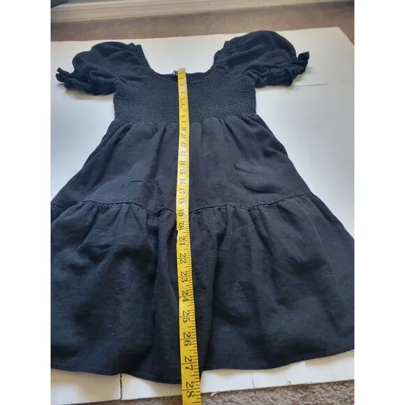 Madewell Linen-Blend Lucie Smocked Mini Dress Size S Bohemian Whimiscal Gothic - Picture 10 of 13